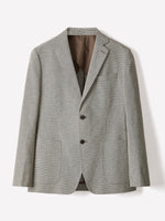 Houndstooth Linen-Blend Blazer