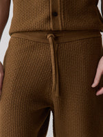 Textured Sweater Short with Elastic Waistband