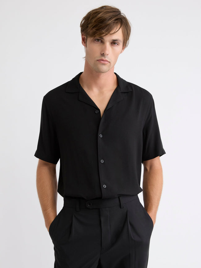 Short-Sleeve Shirt with Camp Collar