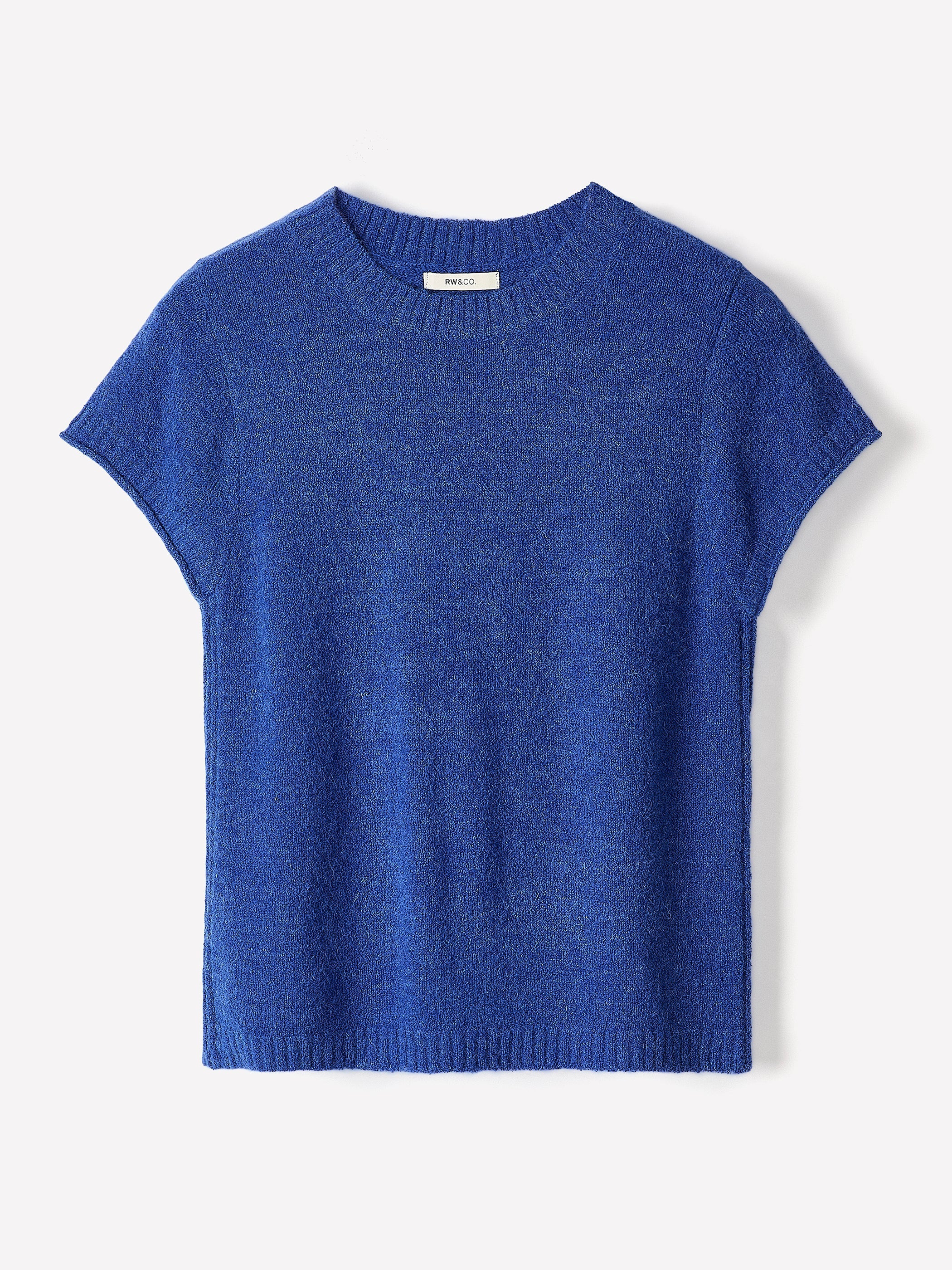 Wool-Blend Cap-Sleeve Crew-Neck Boxy Sweater