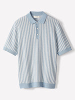 Striped Short-Sleeve Polo Sweater