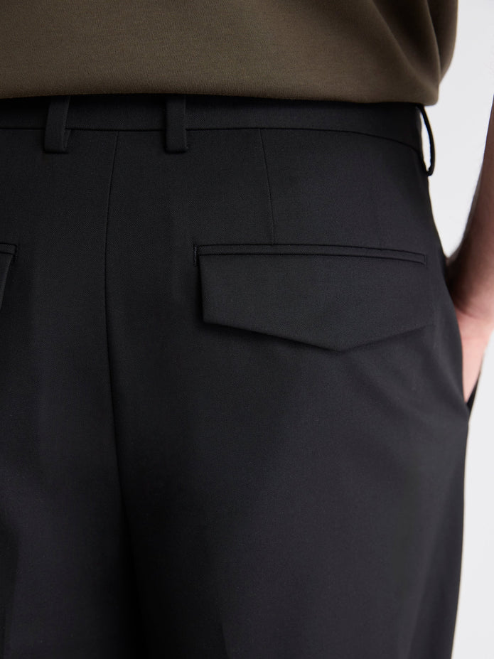 Wool-Blend Tapered-Leg Pleated Dress Pant