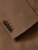 Tailored-Fit Double-Breasted Tobacco Suit Blazer