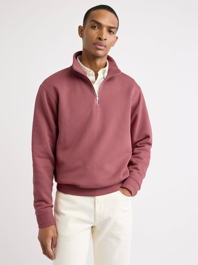 Long-Sleeve Half-Zip Mock-Neck Sweater