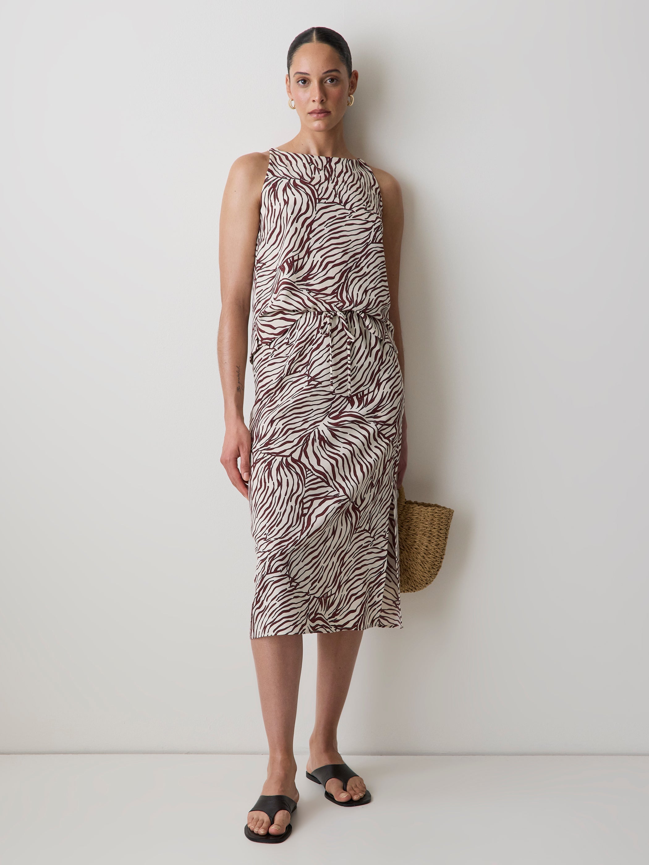 High-Rise Straight Midi Skirt