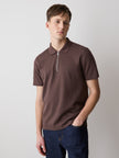 Short-Sleeve Ribbed Half-Zip Polo