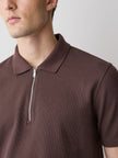 Short-Sleeve Ribbed Half-Zip Polo