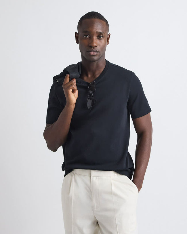 Refined Solid Interlock Cotton Crew-Neck Tee