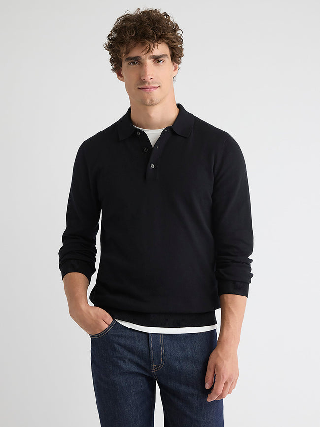 Long-Sleeve Polo Sweater