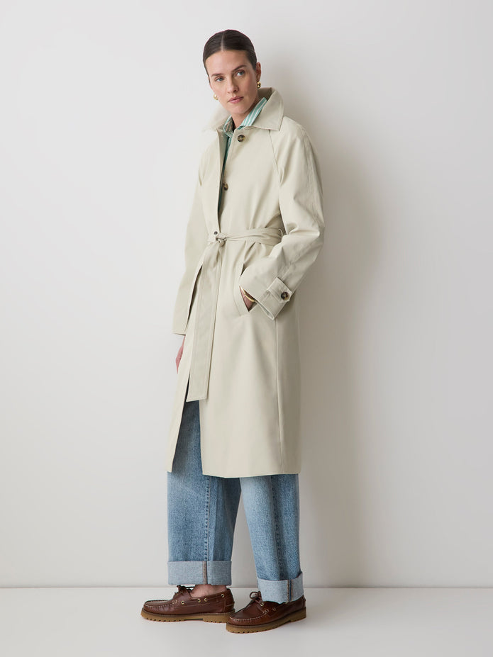 Twill Trench Coat with Removable Belt