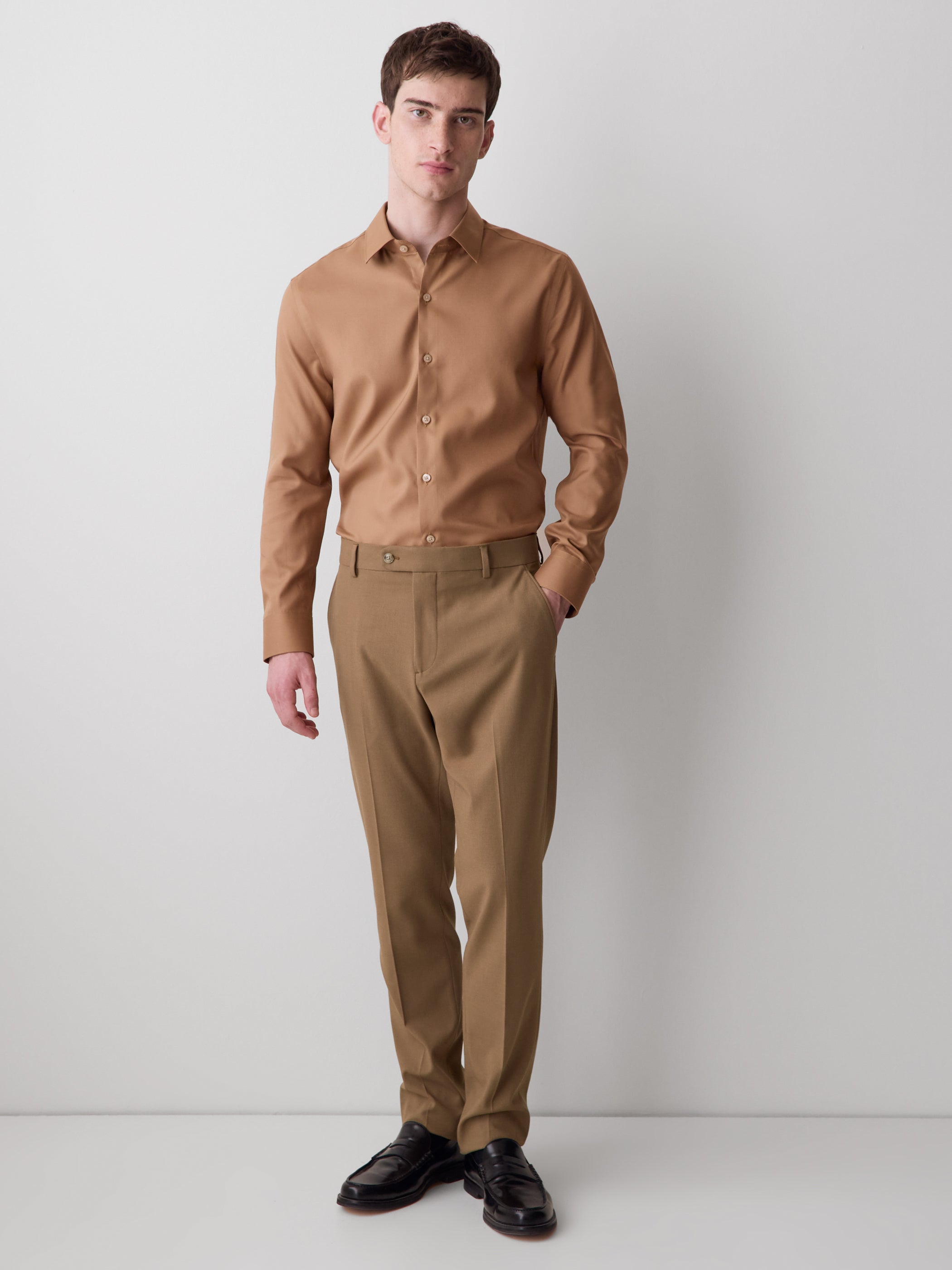 Slim-Fit Solid Twill Dress Shirt