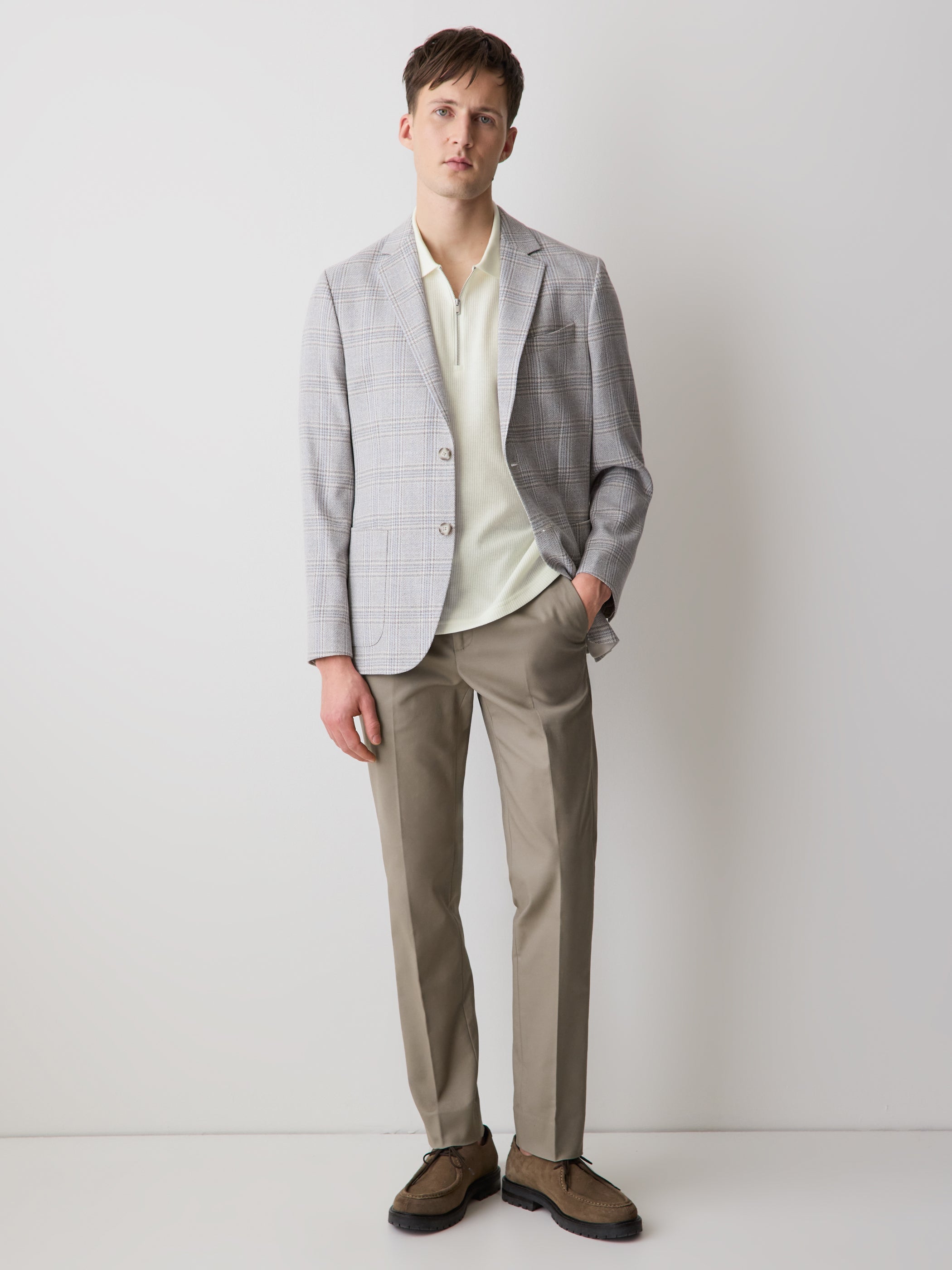 Short-Sleeve Ribbed Half-Zip Polo