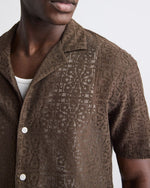 Short-Sleeve Lace Shirt with Camp Collar