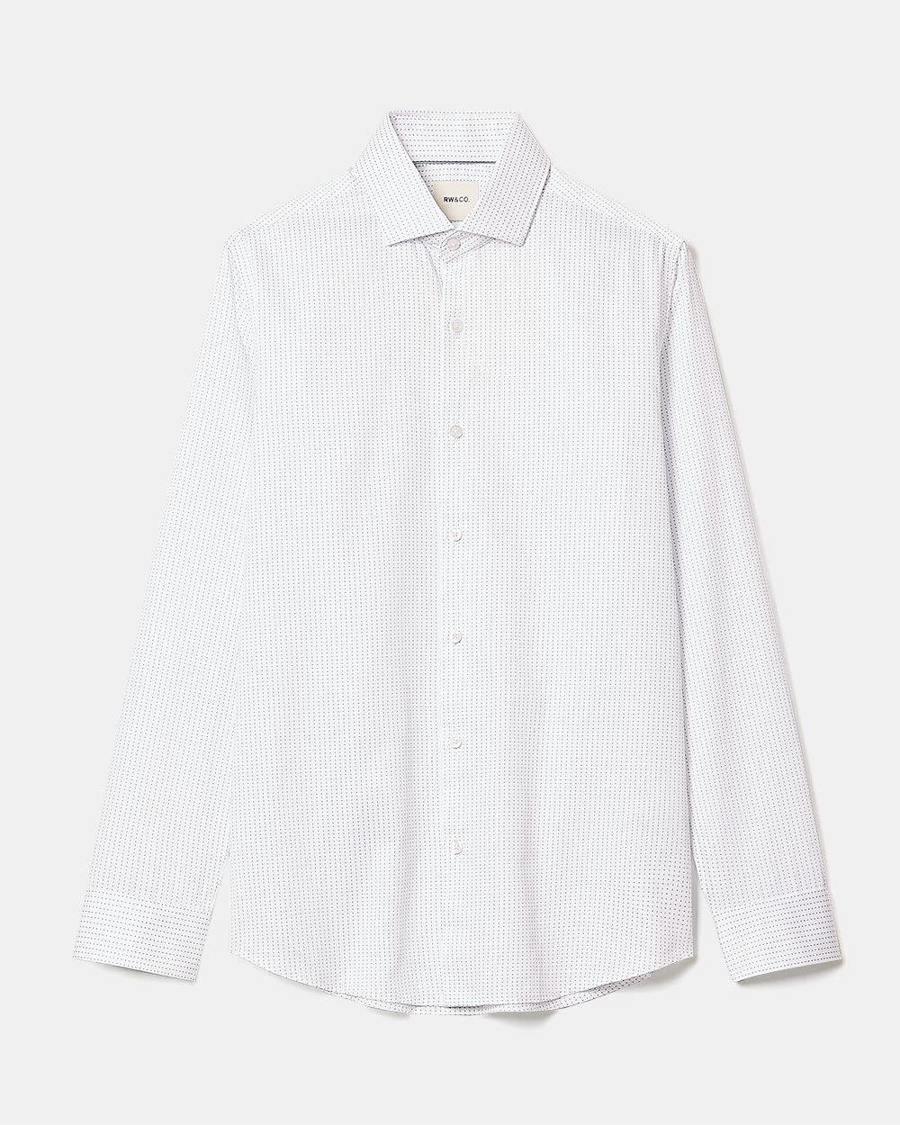 White Slim-Fit Dress Shirt with Micro Dots
