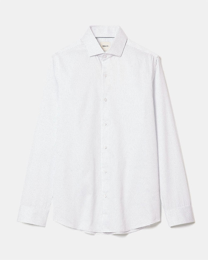 White Slim-Fit Dress Shirt with Micro Dots