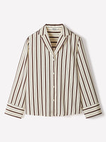Long-Sleeve Twill Blouse with Notch Collar