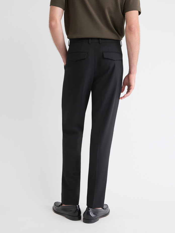 Wool-Blend Tapered-Leg Pleated Dress Pant
