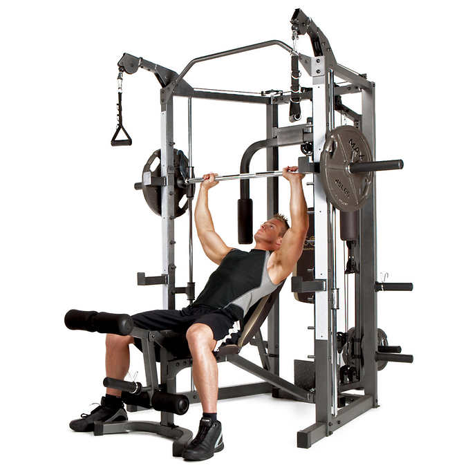 Marcy Combo Smith Cage Machine with Workout Bench and Weight Bar