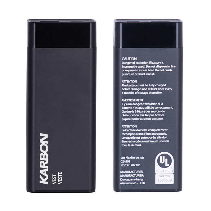 Lithium-Ion Replacement Battery Set for Karbon Heated Vest