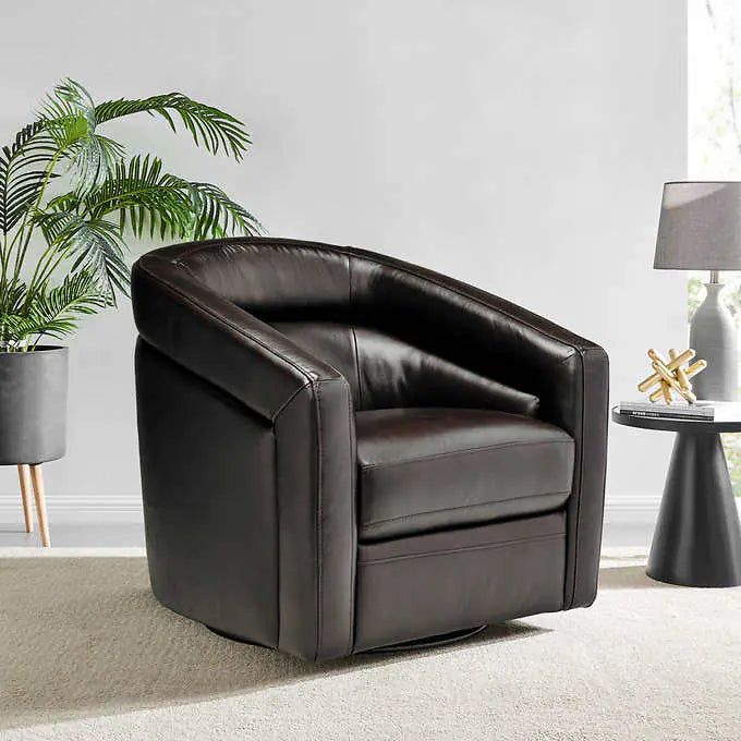 Paul Top-grain Leather Swivel Chair