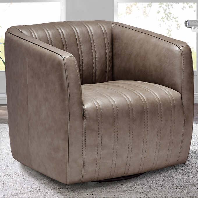 Kian Modern Top Grain Leather Swivel Chair