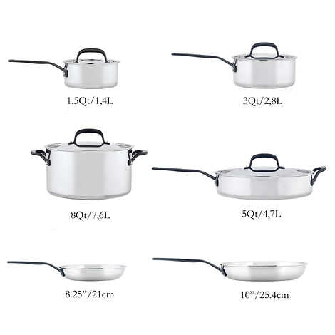 5-Ply Clad Stainless Steel Cookware Set, 10-piece