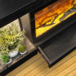 ActiveFlame Home Décor Series Fireplace Floating Mantel Shelf with Lighting, Hexagon Tile Finish