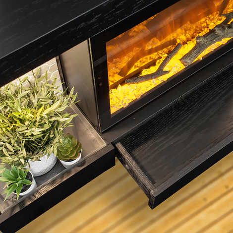 ActiveFlame Home Décor Series Fireplace Floating Mantel Shelf with Lighting, Hexagon Tile Finish