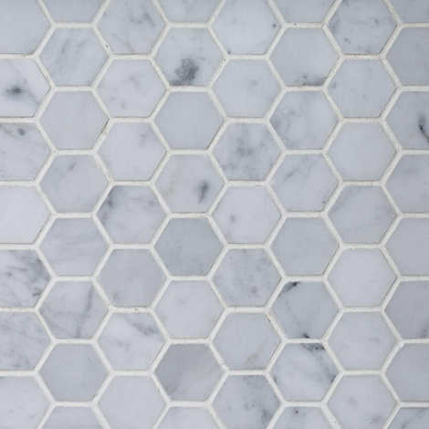 ActiveFlame Home Décor Series Fireplace Floating Mantel Shelf with Lighting, Hexagon Tile Finish