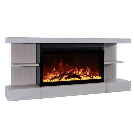 ActiveFlame Home Décor Series Fireplace with Floating Mantel Shelf, Classic Grey Wood Finish