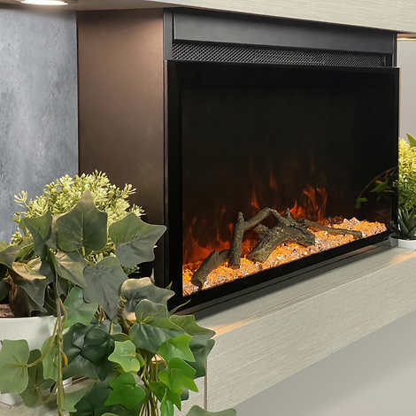ActiveFlame Home Décor Series Fireplace Floating Mantel Shelf with Lighting, Urban Cement Finish