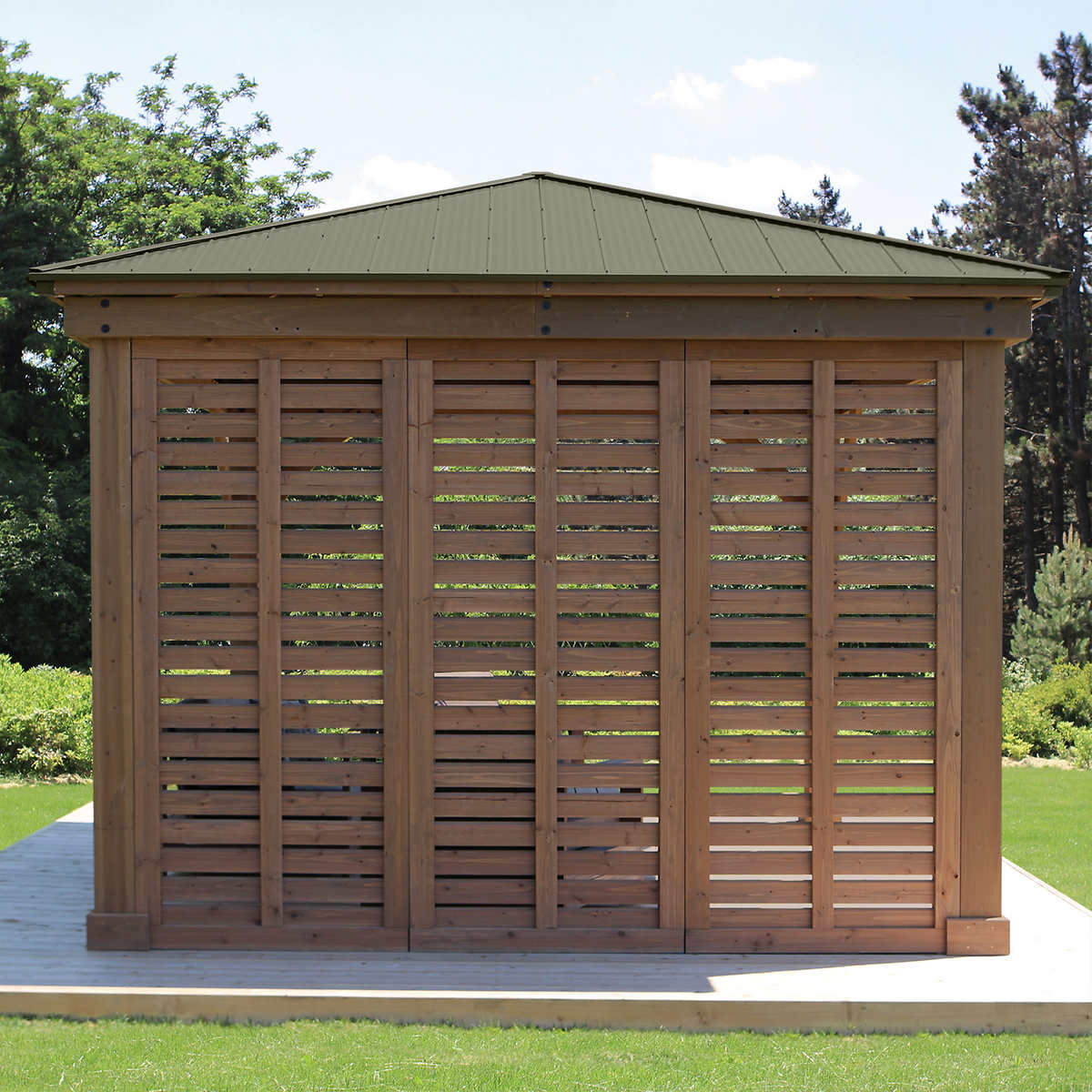 Yardistry 3.7 m (12 ft.) Cedar Privacy Wall for Gazebo
