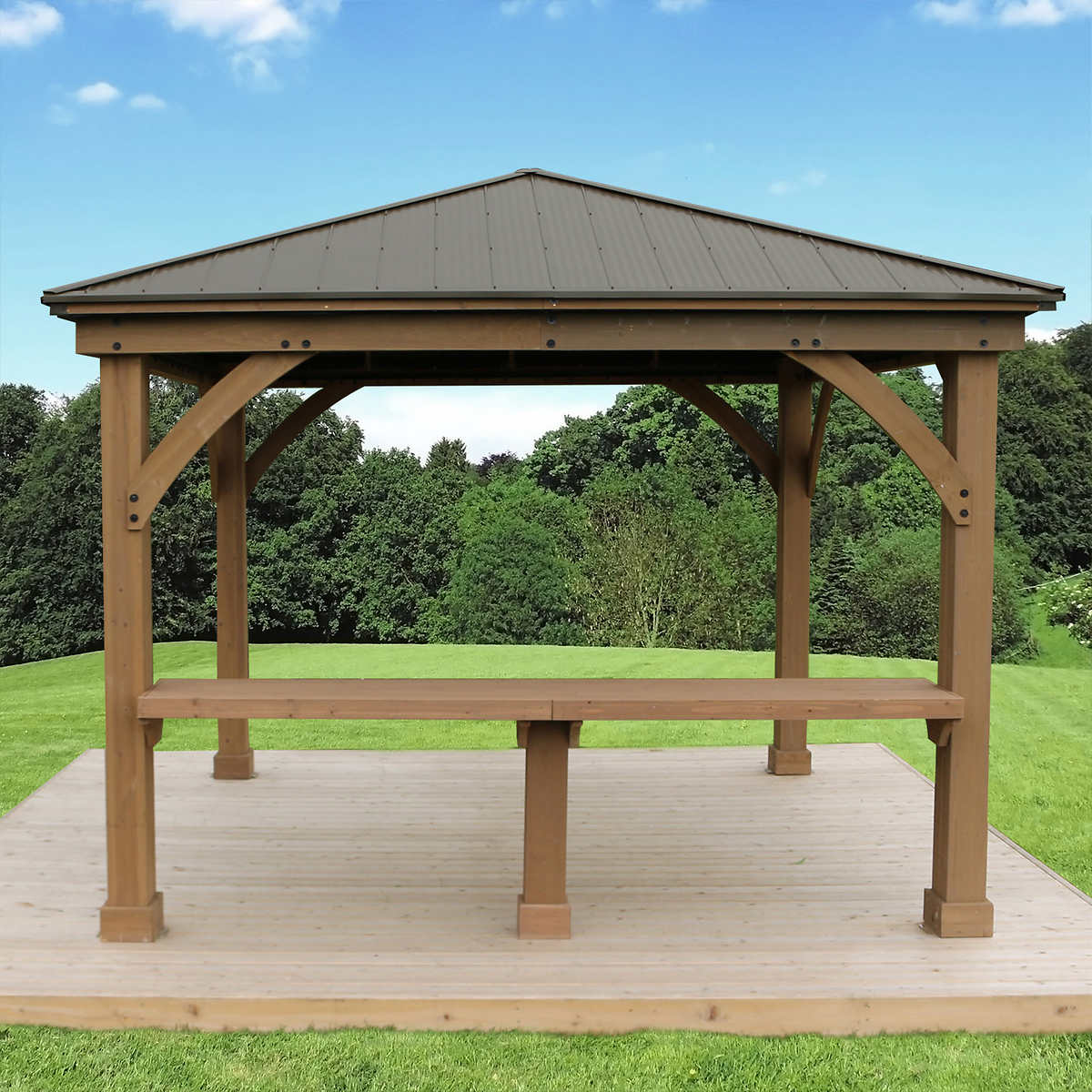 Yardistry 3.6 m (12 ft.) Cedar Gazebo Bar Counter