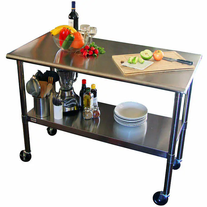 TRINITY EcoStorage NSF Stainless Steel Prep Table with Wheels