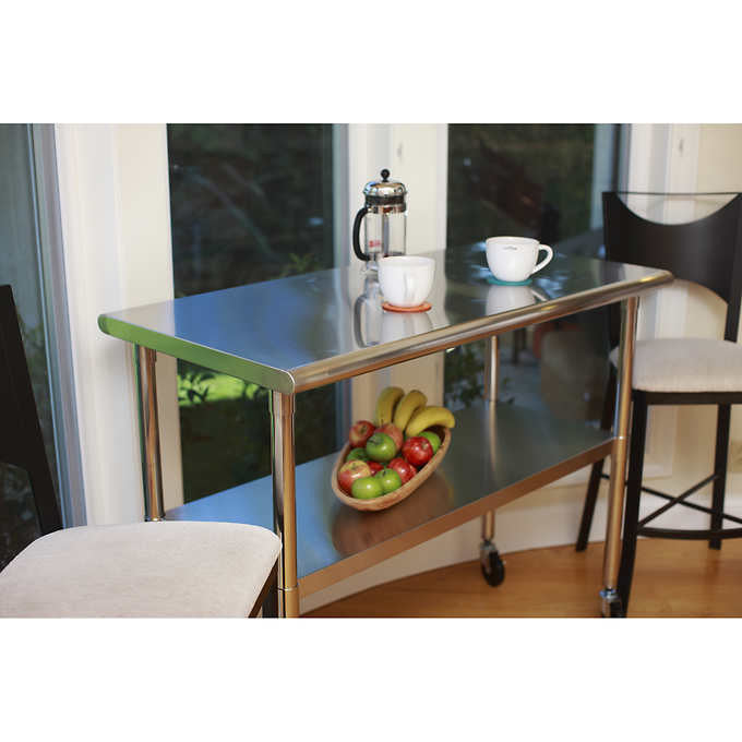 TRINITY EcoStorage NSF Stainless Steel Prep Table with Wheels