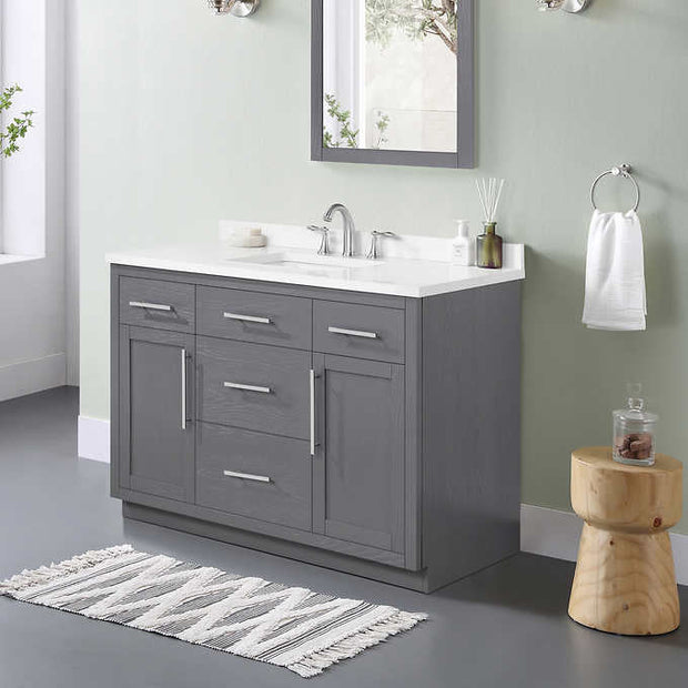 OVE Decors Kaya 48 in. Vanity in Dark Charcoal with Engineered Stone Top