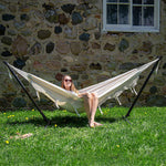 Vivere Cotton Hammock with Steel Frame and Premium Carry Bag (9 ft)