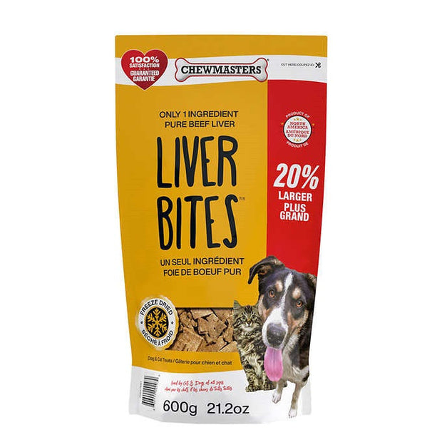 Chewmasters Freeze Dried Beef Liver Bites Dog Treats, 2 x 600g (21.1 oz)