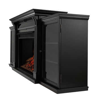 Real Flame Tracey Grand 84 in. Black Media Console Fireplace