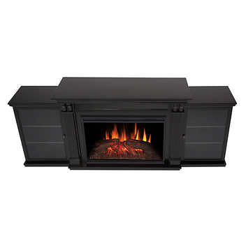 Real Flame Tracey Grand 84 in. Black Media Console Fireplace