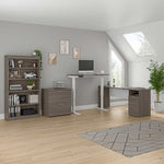 Bestar Upstand 4-piece L-shaped Workstation with Height-Adjustable Desk