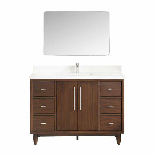 Northridge Home Maple Vanity with White Carrara Quartz Top, 48 in.