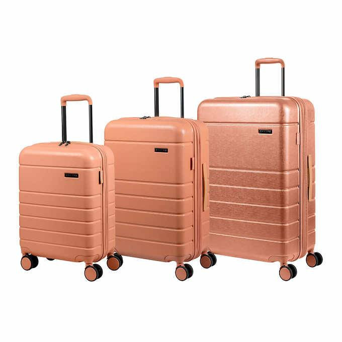 Champs Linen 3-piece Expandable Hardside Luggage Set