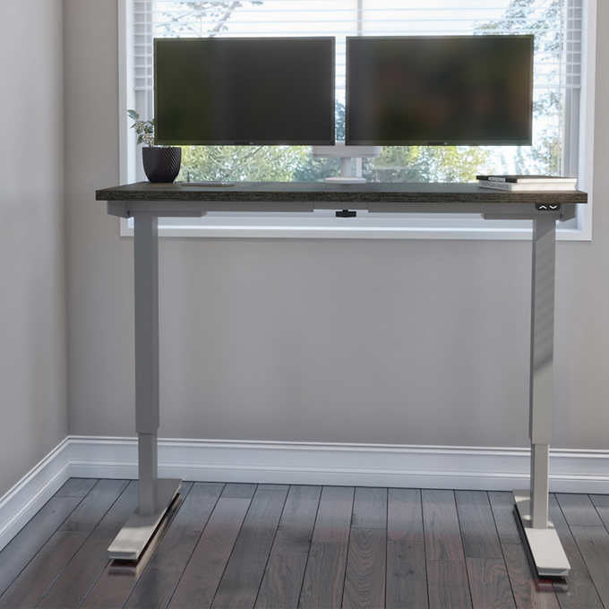 Bestar Upstand 61 cm × 122 cm (24 in. × 48 in.) Height-adjustable Desk with Dual Monitor Arm