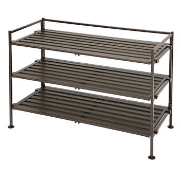 Vancouver Classics 3-Tier Freestanding Stackable Resin Wood Utility Metal Shoe Rack (2 Pack)