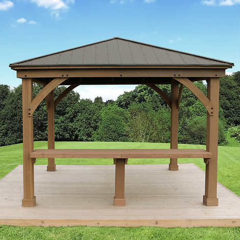 Yardistry 3.6 m (12 ft.) Cedar Gazebo Bar Counter