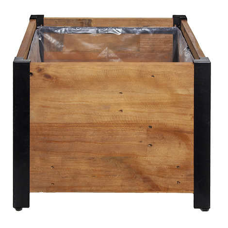 Grapevine Urban Garden Planter, Recycled Wood and Metal, Square