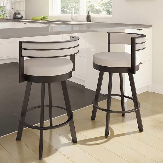Amisco Browser Brown Frame and Cream Seat Bar or Counter Stool