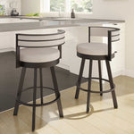 Amisco Browser Brown Frame and Cream Seat Bar or Counter Stool