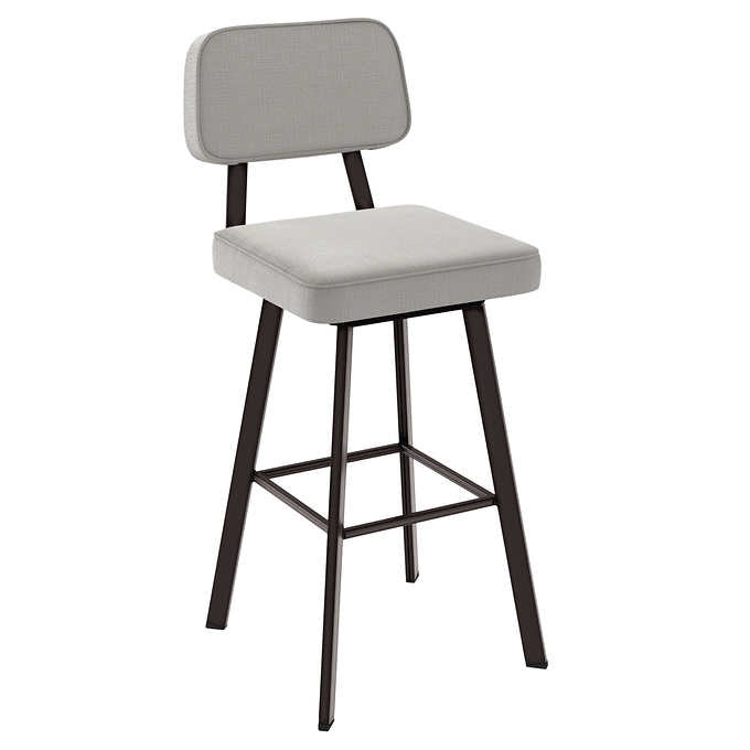 Amisco Clarkson Modern Grey and Beige Swivel Bar or Counter Stool